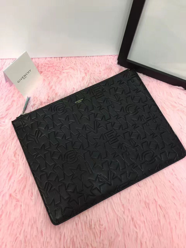 17/18AW GIVENCHY ジバンシィスーパーコピー ゴールドロゴ・スターエンボス・クラッチバッグ BK0607 2106 001